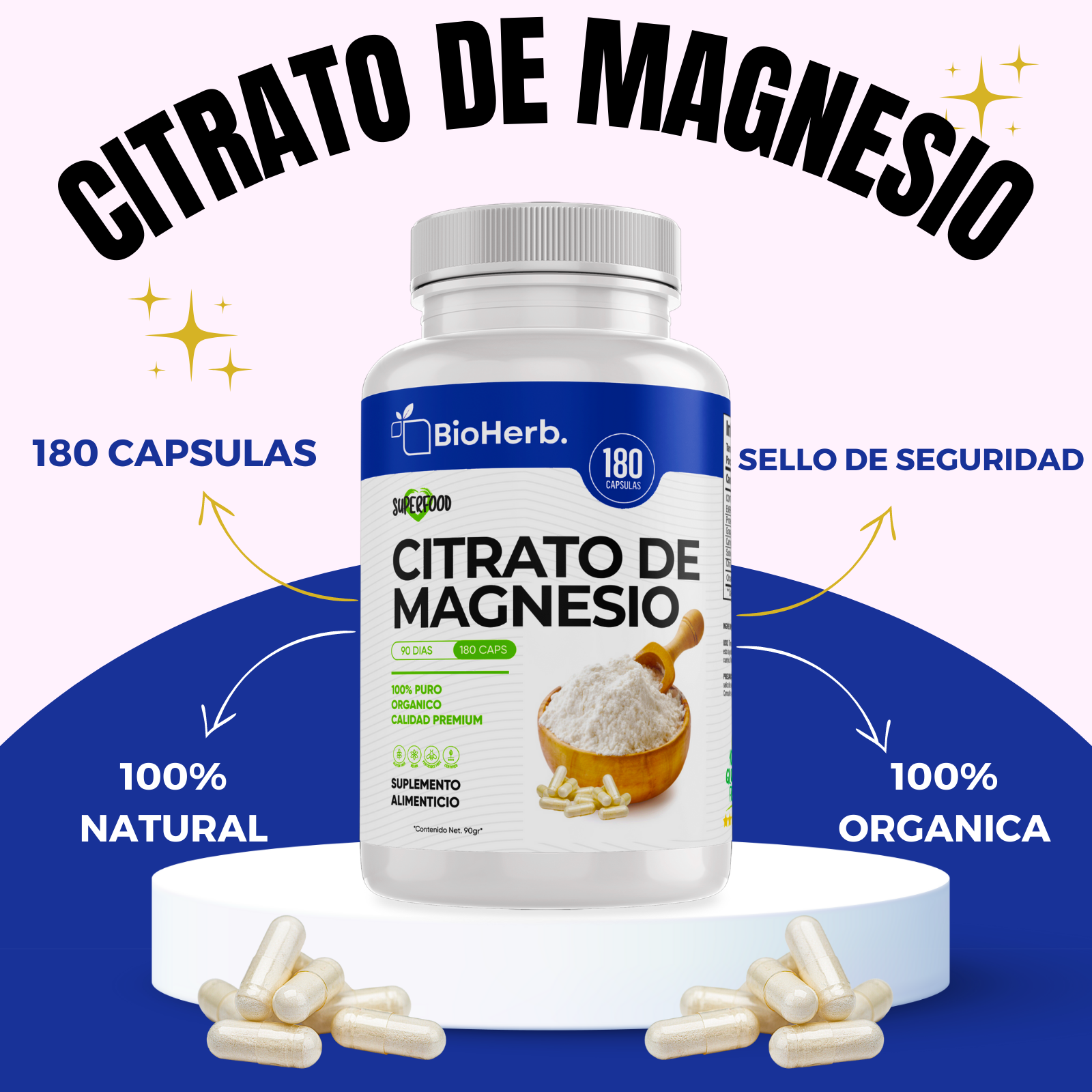 CITRATO DE MAGNESIO POTE x 180 Grs.  Suplementos Nutricionales para un  estilo de vida saludable